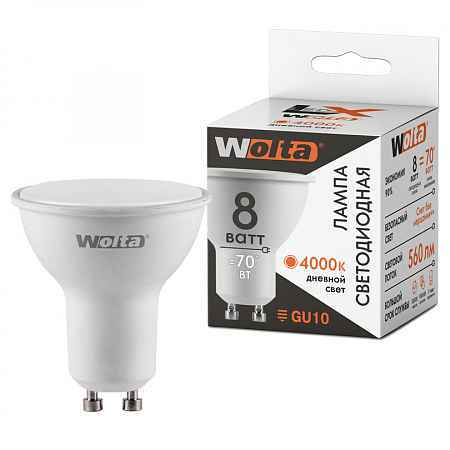Лампа LED GU10 8Вт 560лм 4000К PAR16 WOLTA (РФ)