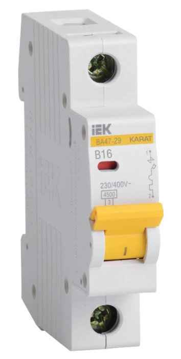 Выключатель автоматический 1п 16А (B) 4,5кА ВА47-29 IEK (РФ)