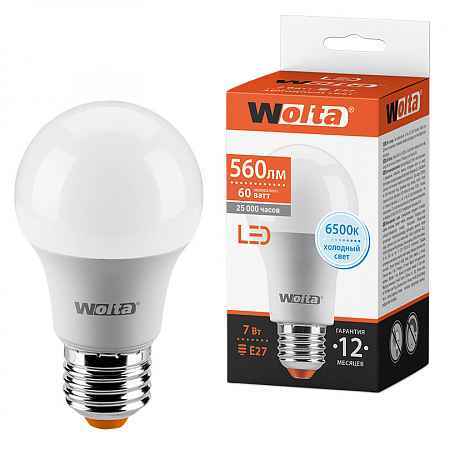 Лампа LED E27 A55 7Вт 560Лм 6500К WOLTA (РФ)